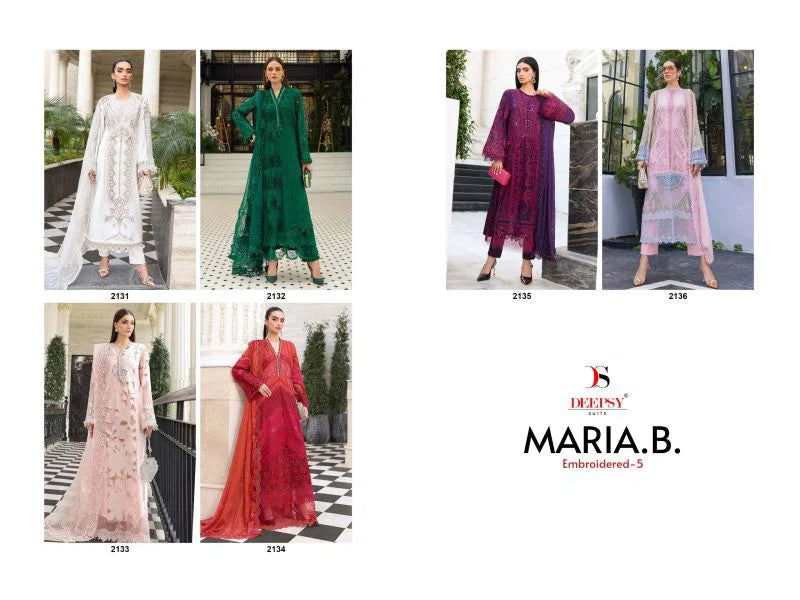Deepsy Maria B 2131 To 2136 Chiffon Dupatta Cotton Embroidered Salwar Kameez