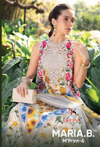Deepsy Maria B M Print Vol 6 Chiffon Dupatta Cotton Embroidery Salwar Kameez