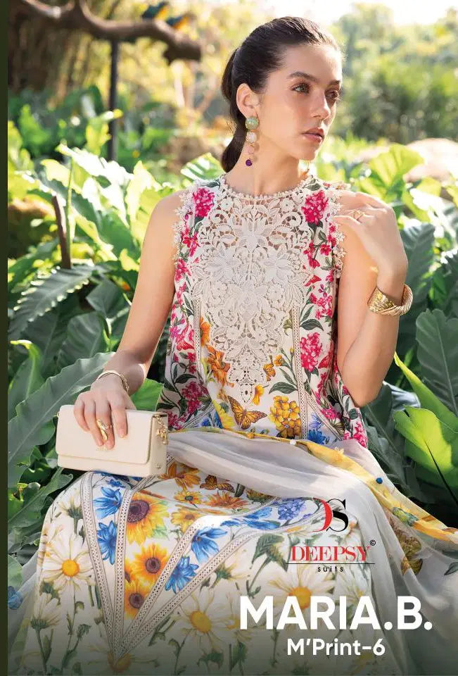 Deepsy Maria B M Print Vol 6 Chiffon Dupatta Cotton Embroidery Salwar Kameez