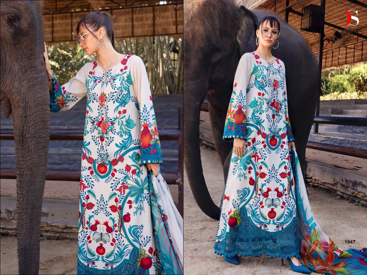 Deepsy Maria B M Print Vol 6 Chiffon Dupatta Cotton Embroidery Salwar Kameez