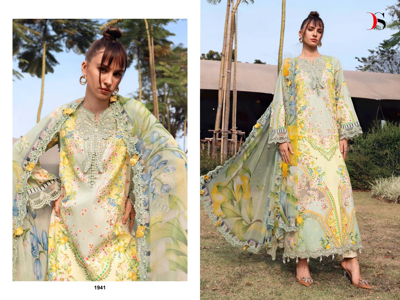 Deepsy Maria B M Print Vol 6 Chiffon Dupatta Cotton Embroidery Salwar Kameez