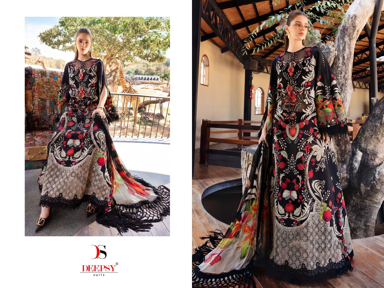 Deepsy Maria B M Print Vol 6 Chiffon Dupatta Cotton Embroidery Salwar Kameez