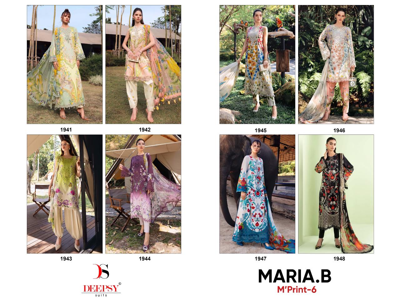 Deepsy Maria B M Print Vol 6 Chiffon Dupatta Cotton Embroidery Salwar Kameez