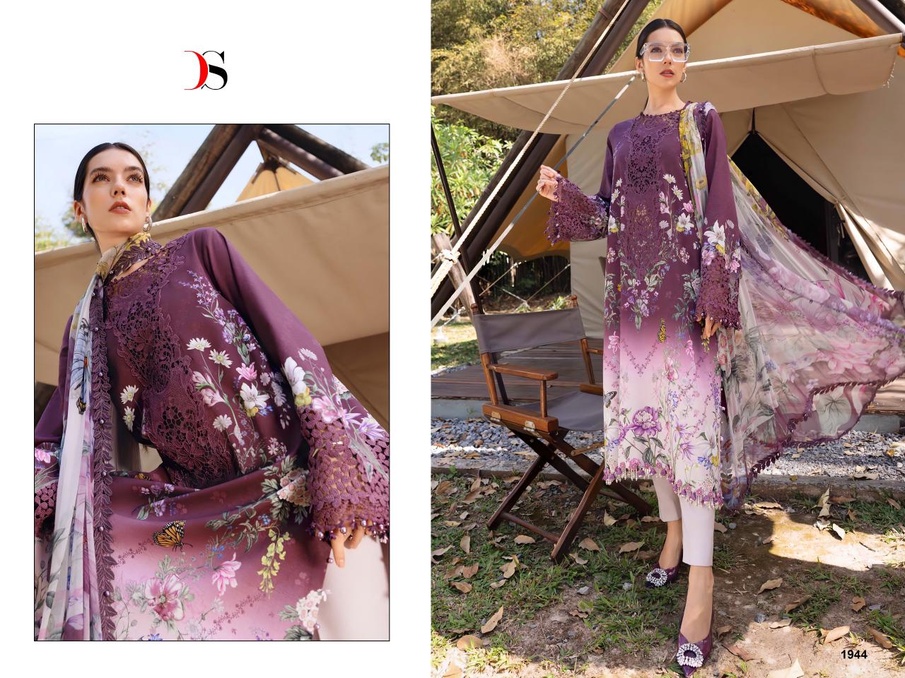 Deepsy Maria B M Print Vol 6 Chiffon Dupatta Cotton Embroidery Salwar Kameez