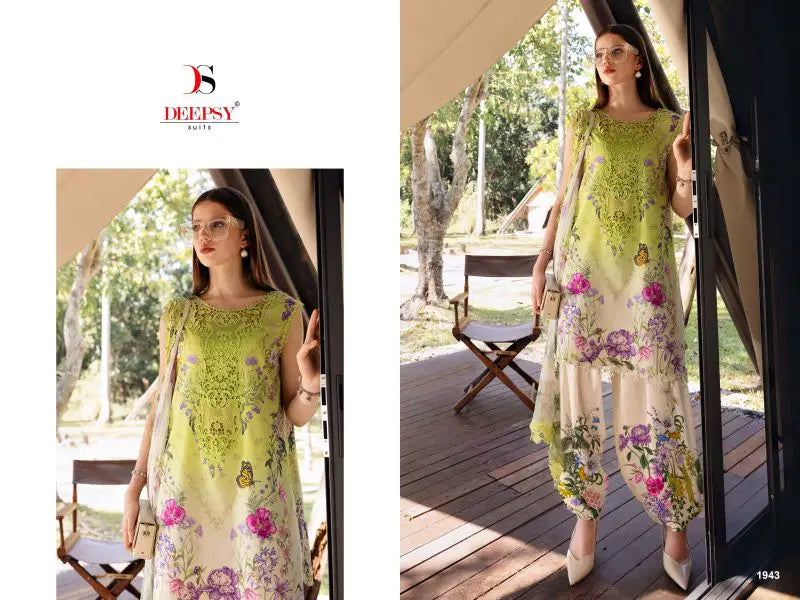 Deepsy Maria B M Print Vol 6 Nx Chiffon Dupatta Cotton Embroidery Salwar Kameez