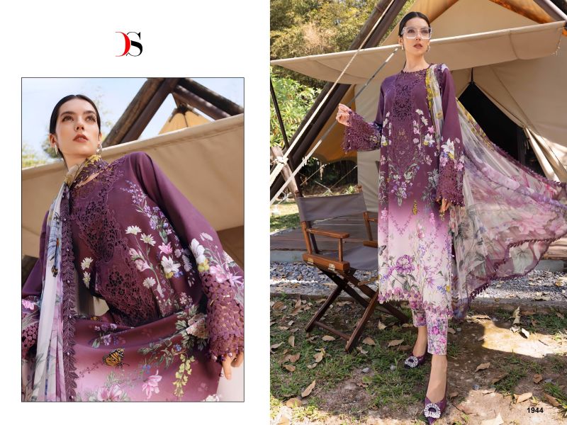 Deepsy Maria B M Print Vol 6 Nx Chiffon Dupatta Cotton Embroidery Salwar Kameez