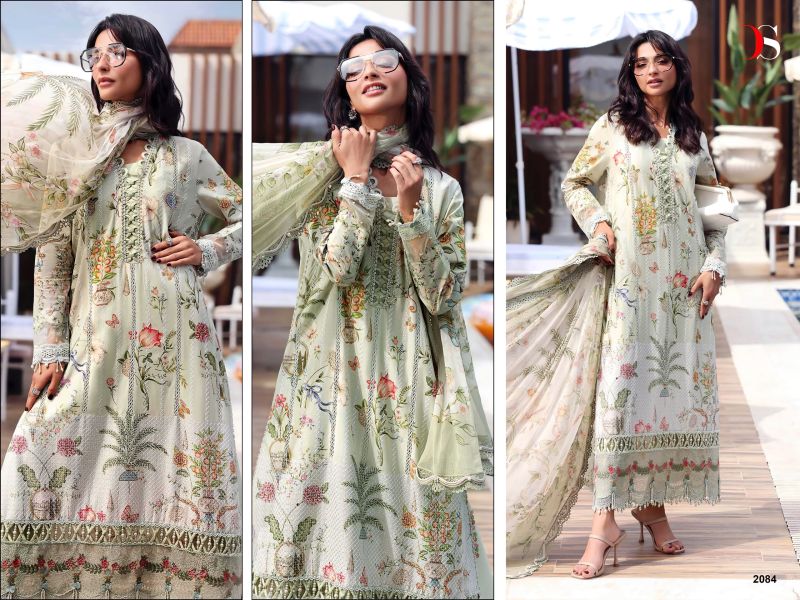 Deepsy Maria B M Print Vol 7 Chiffon Dupatta Readymade Cotton Embroidered Salwar Kameez