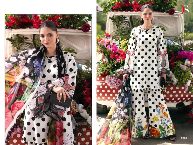 Deepsy Maria B M Print Vol 7 Chiffon Dupatta Readymade Cotton Embroidered Salwar Kameez