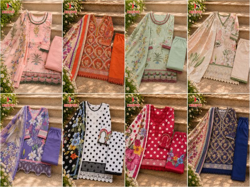 Deepsy Maria B M Print Vol 7 Cotton Dupatta Readymade Cotton Embroidered Salwar Kameez