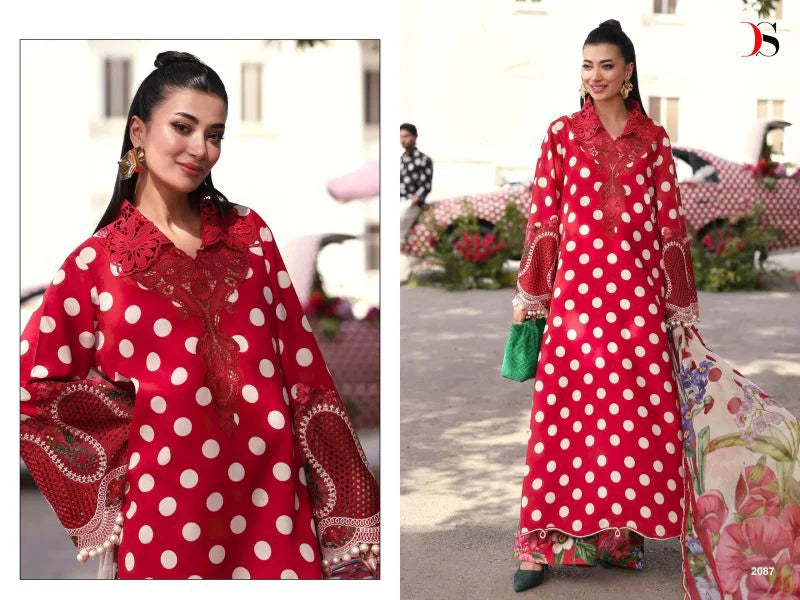 Deepsy Maria B M Print Vol 7 Cotton Dupatta Cotton Embroidered Salwar Kameez Full Catalog available at wholesale rate.