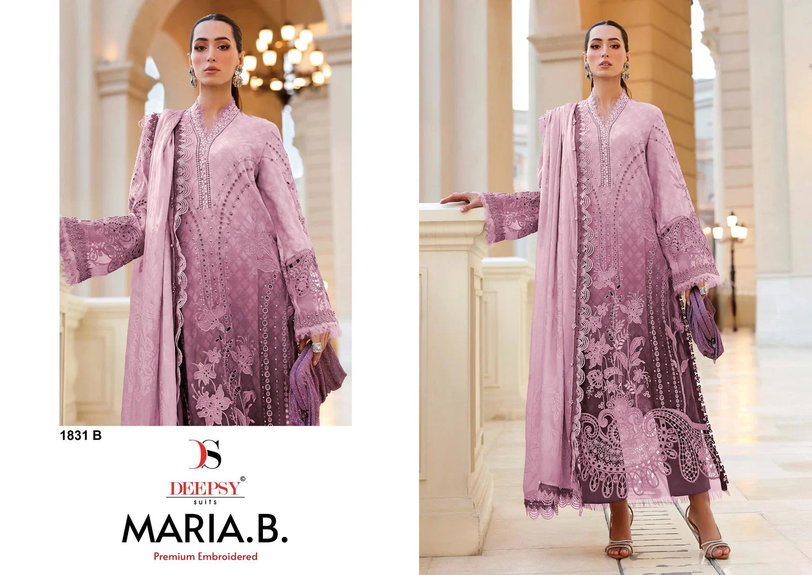 Deepsy Maria B Premium Embroidered Chiffon Dupatta Cotton Salwar Kameez