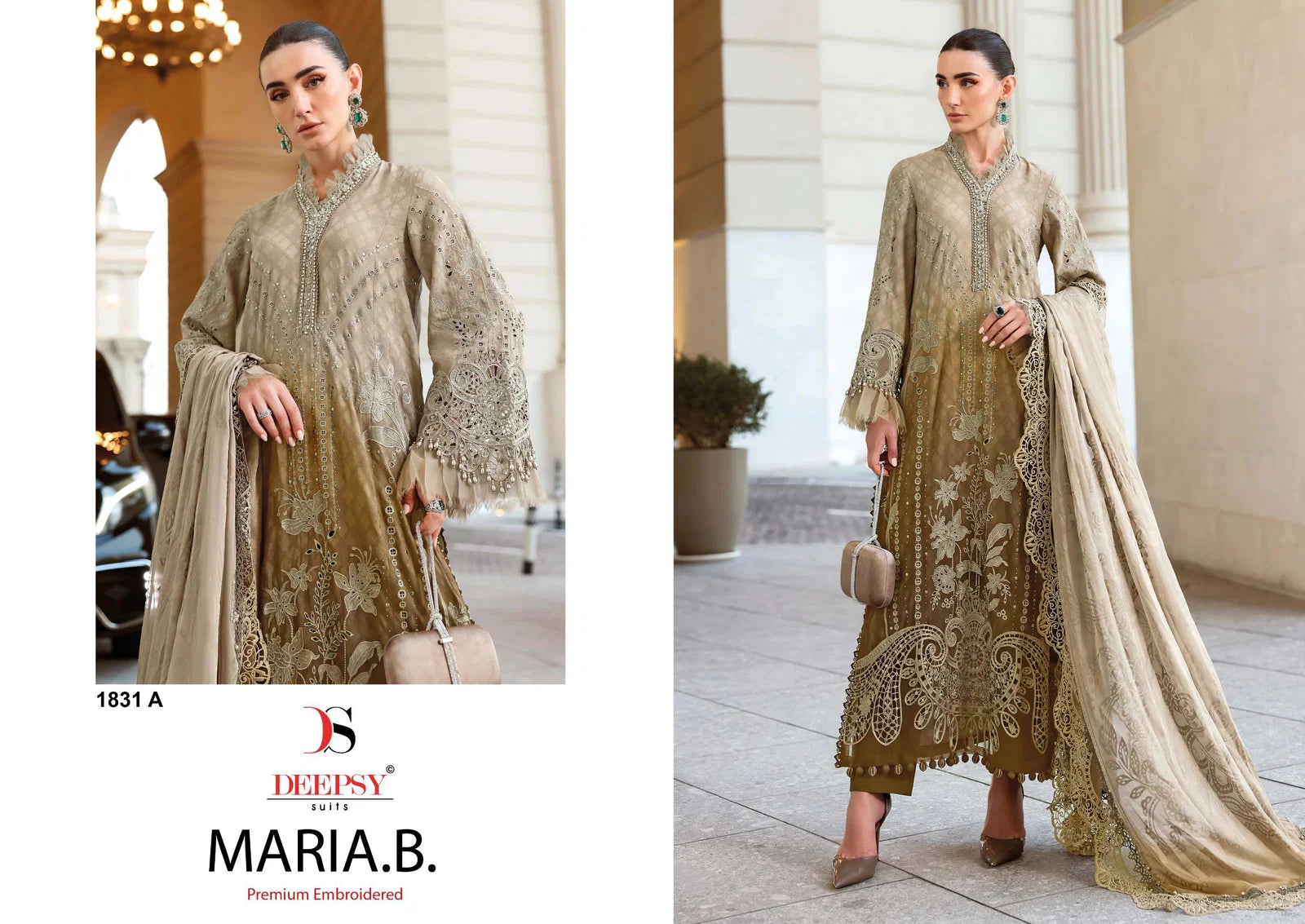 Deepsy Maria B Premium Embroidered E To I Cotton Dupatta Cotton Salwar Kameez