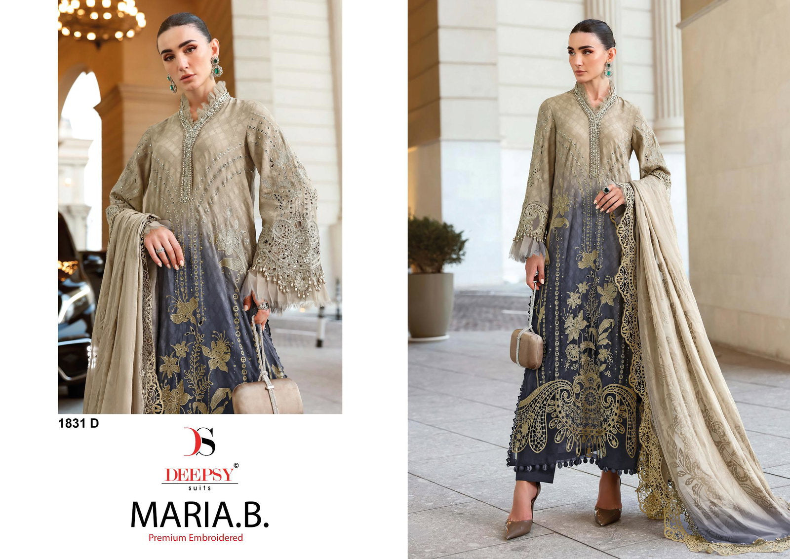 Deepsy Maria B Premium Embroidered E To I Cotton Dupatta Cotton Salwar Kameez
