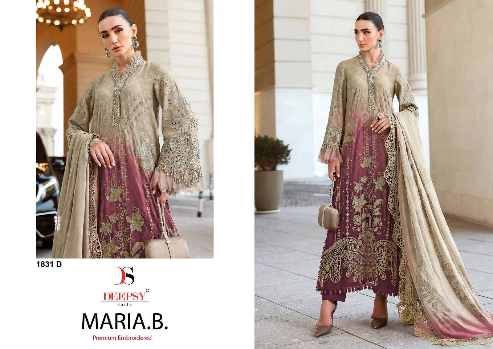 Deepsy Maria B Premium Embroidered E To I Cotton Dupatta Cotton Salwar Kameez