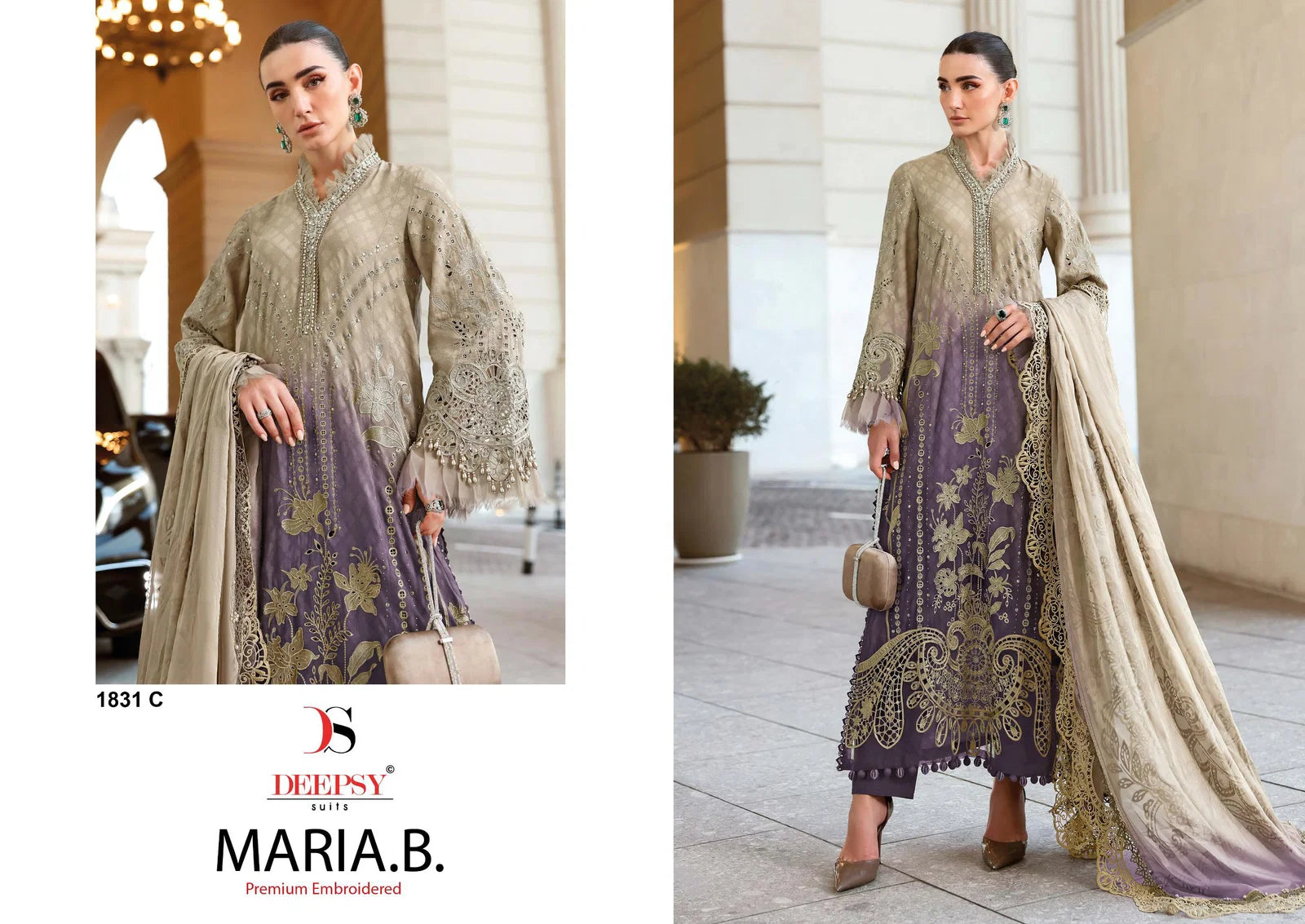 Deepsy Maria B Premium Embroidered E To I Cotton Dupatta Cotton Salwar Kameez