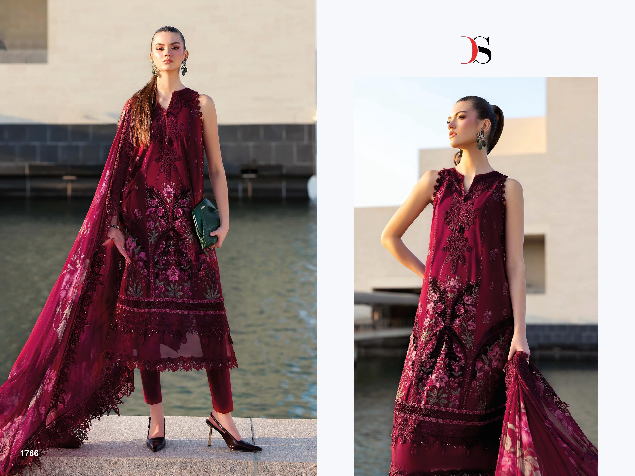 Deepsy Maria B Premium Embroidered Vol 3 Cotton Dupatta Cotton With Self Embroidered Salwar Kameez