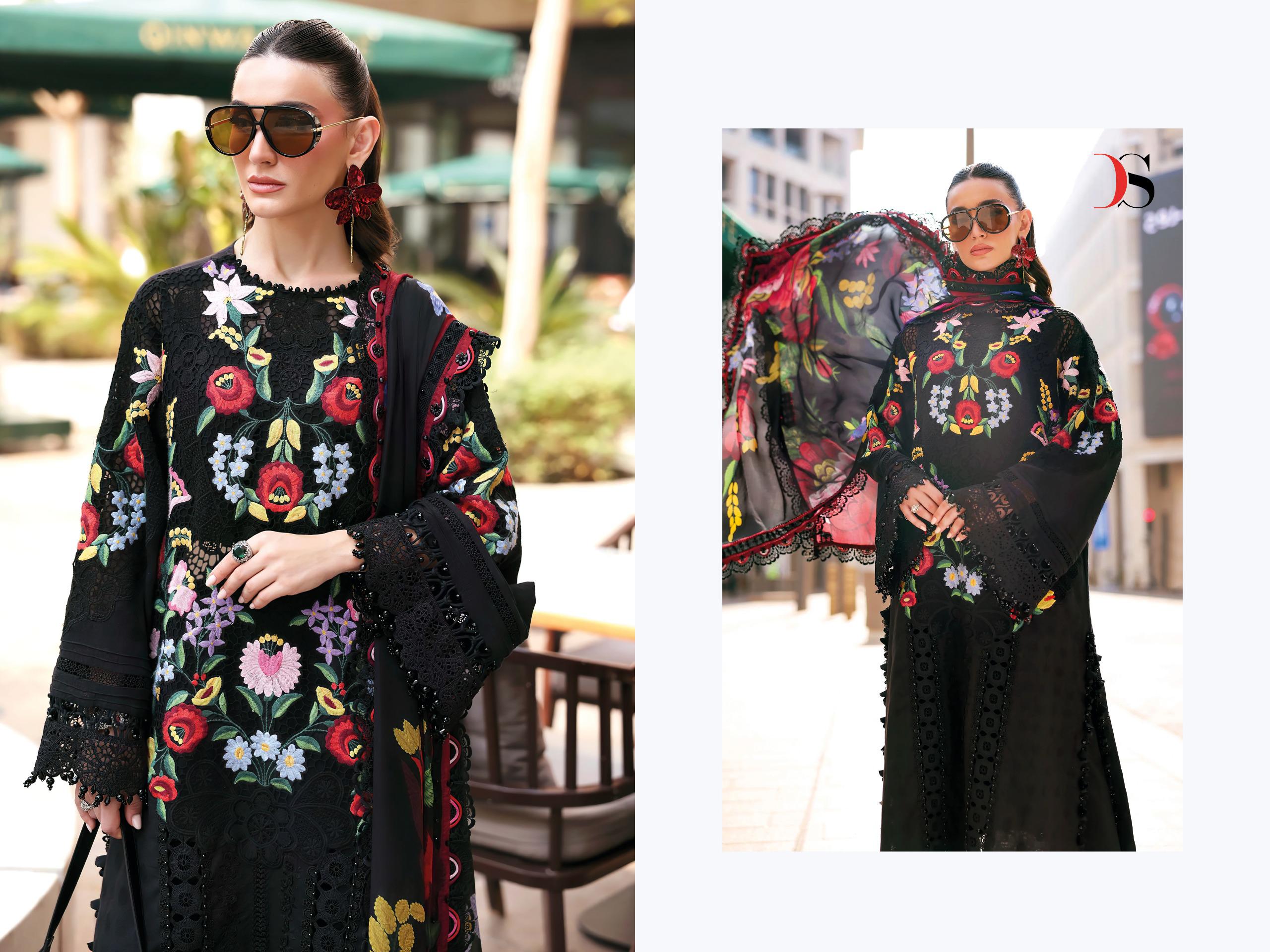 Deepsy Maria B Premium Embroidered Vol 3 Cotton Dupatta Cotton With Self Embroidered Salwar Kameez
