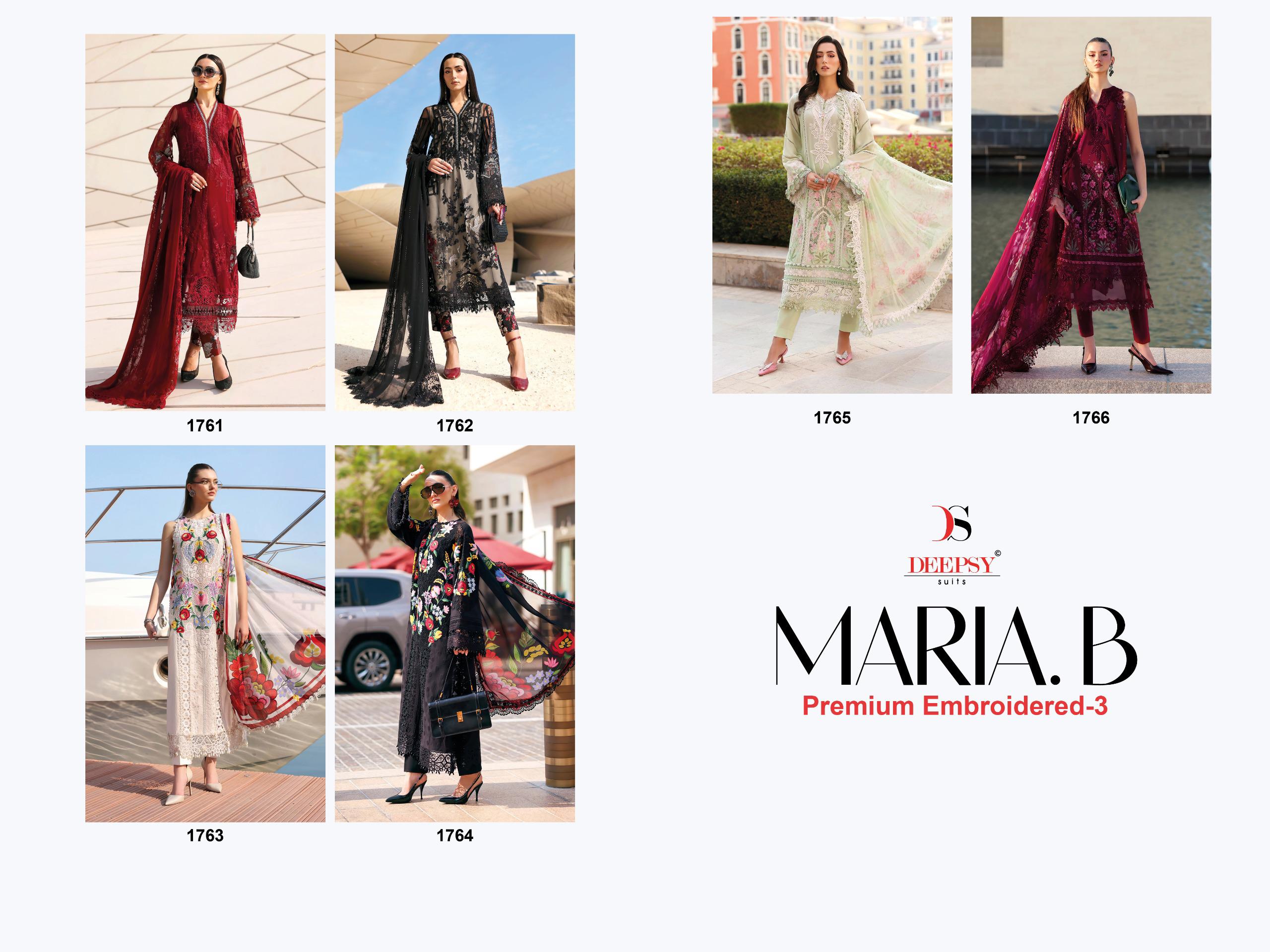 Deepsy Maria B Premium Embroidered Vol 3 Cotton Dupatta Cotton With Self Embroidered Salwar Kameez