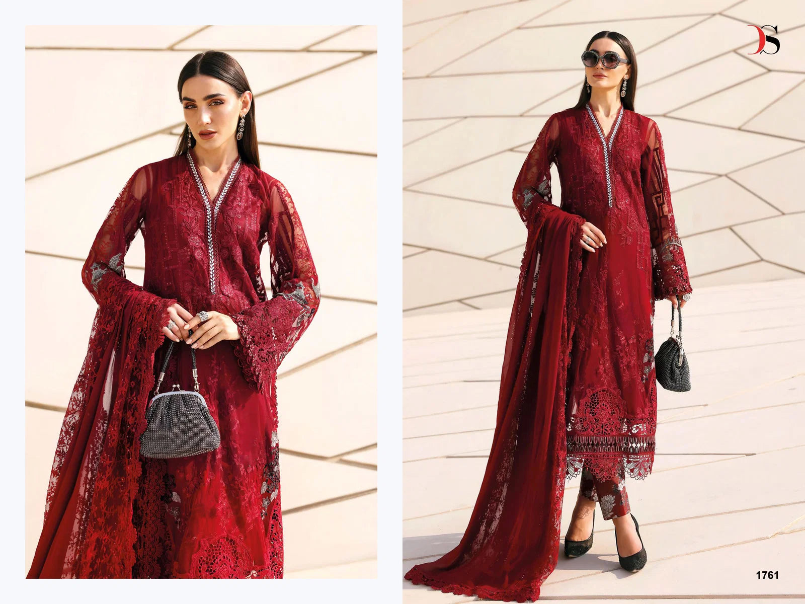 Deepsy Maria B Premium Embroidered Vol 3 Nx Cotton Dupatta Cotton With Self Embroidered Salwar Kameez