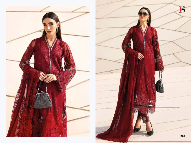 Deepsy Maria B Premium Embroidered Vol 3 Nx Cotton Dupatta Cotton With Self Embroidered Salwar Kameez