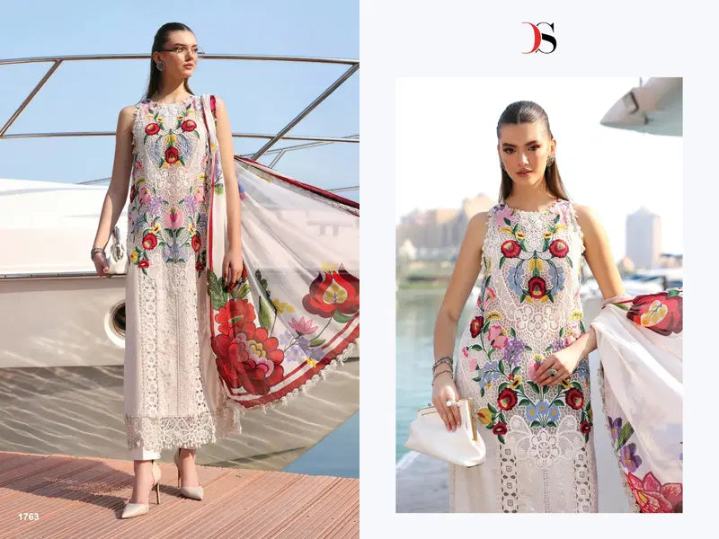 Deepsy Maria B Premium Embroidered Vol 3 Nx Cotton Dupatta Cotton With Self Embroidered Salwar Kameez