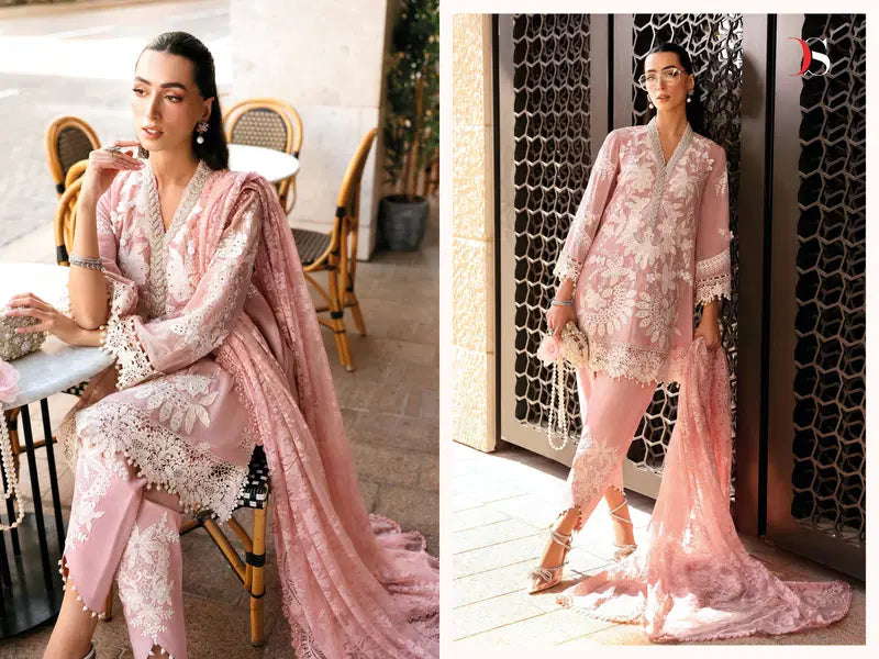 Deepsy Maria B Premium Embroidered Vol 4 Chiffon Dupatta Cotton With Self Embroidered Salwar Kameez