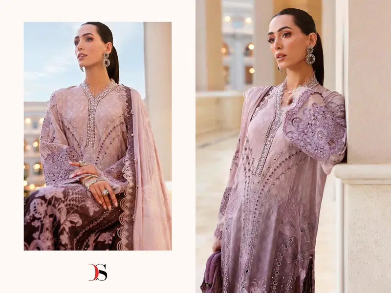 Deepsy Maria B Premium Embroidered Vol 4 Chiffon Dupatta Cotton With Self Embroidered Salwar Kameez