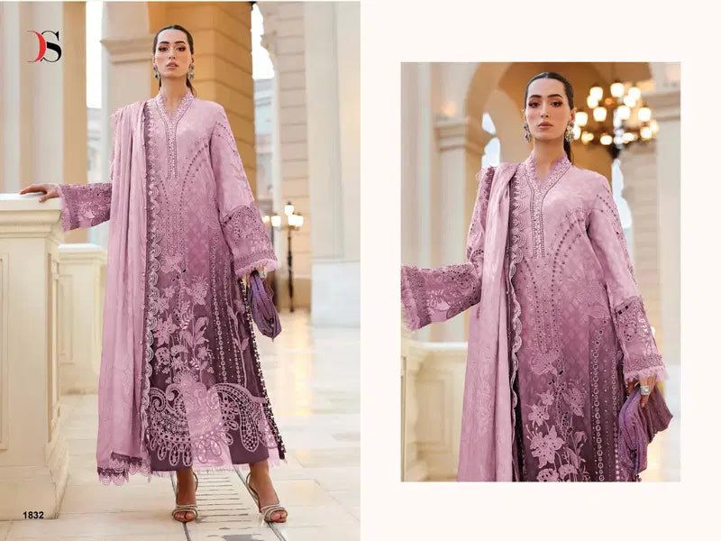 Deepsy Maria B Premium Embroidered Vol 4 Chiffon Dupatta Cotton With Self Embroidered Salwar Kameez