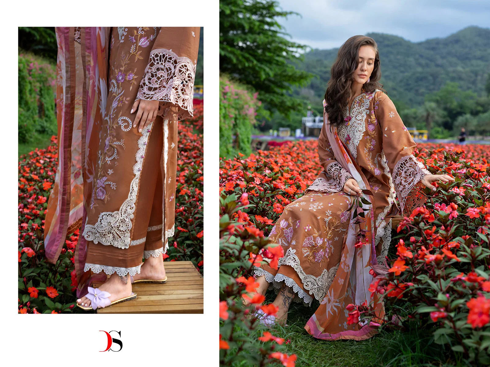 Deepsy Mushq Vol 3 Lawn Chiffon Dupatta Cotton Embroidered Salwar Kameez
