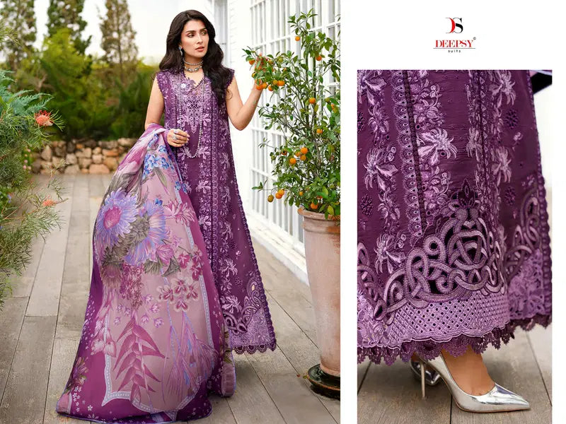 Deepsy Mushq Vol 4 Chiffon Dupatta Cotton Embroidered Salwar Kameez