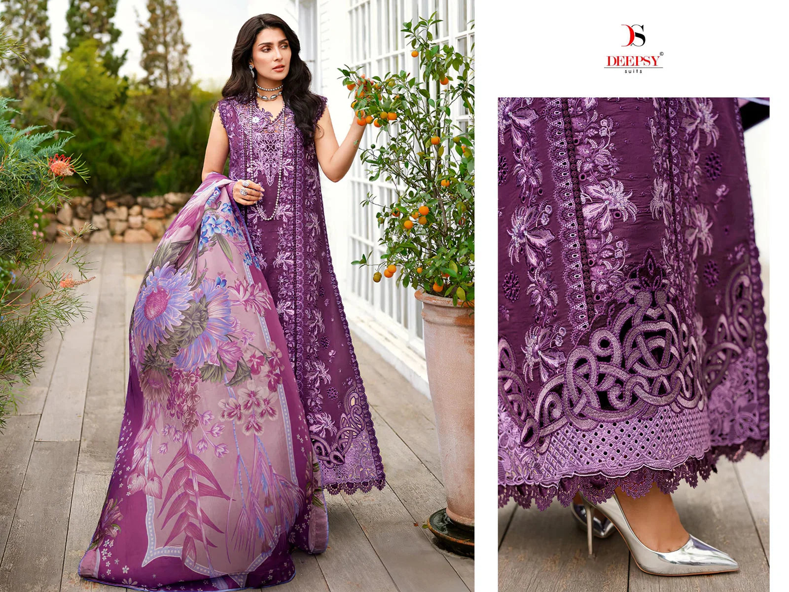 Deepsy Mushq Vol 4 Chiffon Dupatta Cotton Embroidered Salwar Kameez