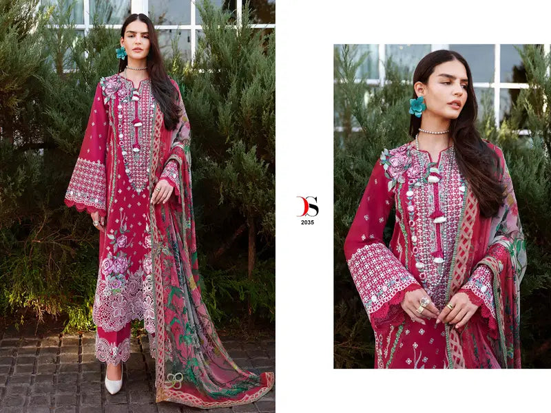 Deepsy Mushq Vol 4 Chiffon Dupatta Cotton Embroidered Salwar Kameez