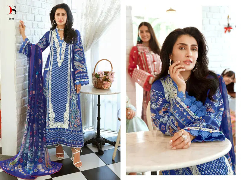 Deepsy Mushq Vol 4 Chiffon Dupatta Cotton Embroidered Salwar Kameez