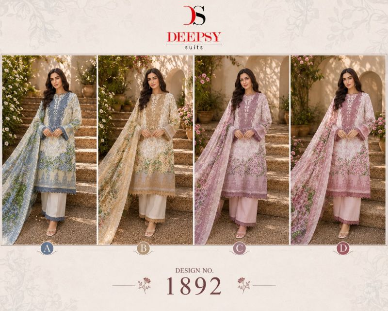 Deepsy R 1892 Chiffon Dupatta Cotton Embroidered Salwar Kameez Collection