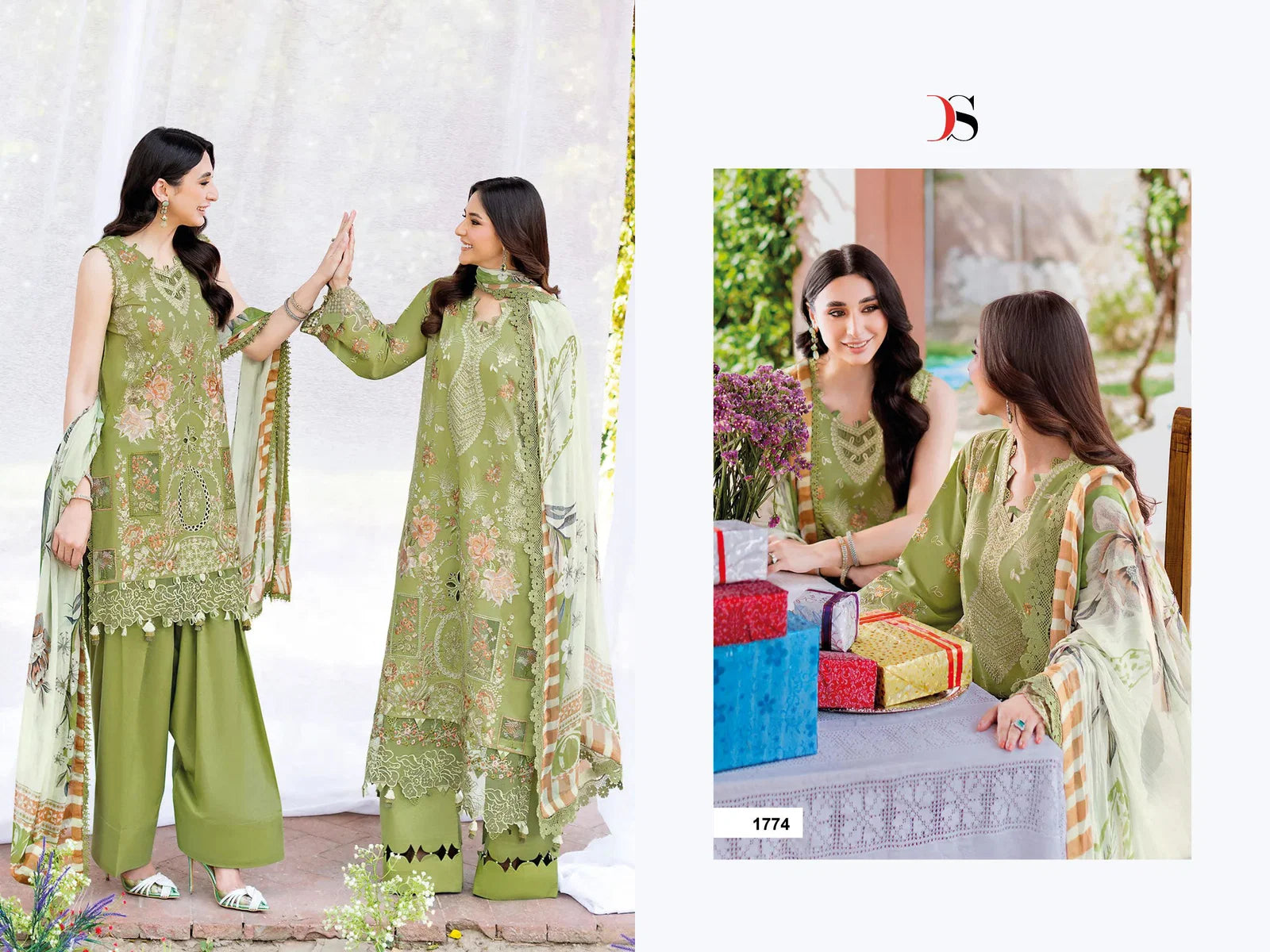 Deepsy Ramsha 1771 To 1776 Chiffon Dupatta Cotton Sakwar Kameez