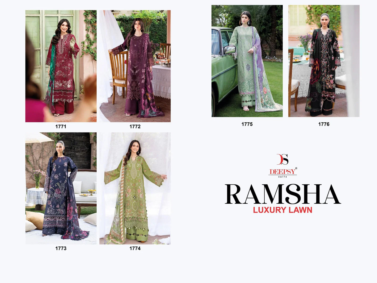 Deepsy Ramsha 1771 To 1776 Chiffon Dupatta Cotton Sakwar Kameez