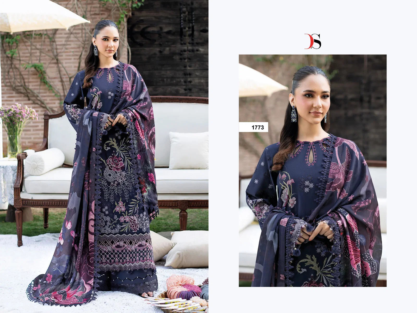 Deepsy Ramsha 1771 To 1776 Chiffon Dupatta Cotton Sakwar Kameez