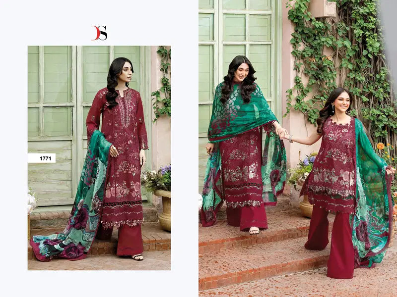 Deepsy Ramsha 1771 To 1776 Chiffon Dupatta Cotton Sakwar Kameez