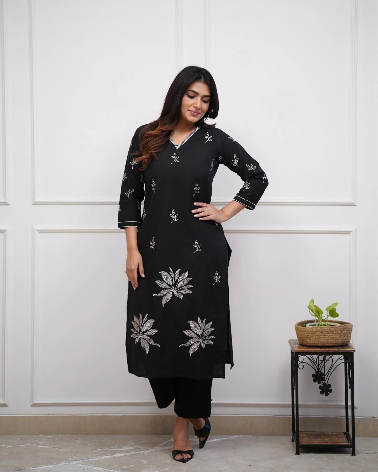 Dhruvi 451 Cotton Embroidery Kurti With Bottom Collection
