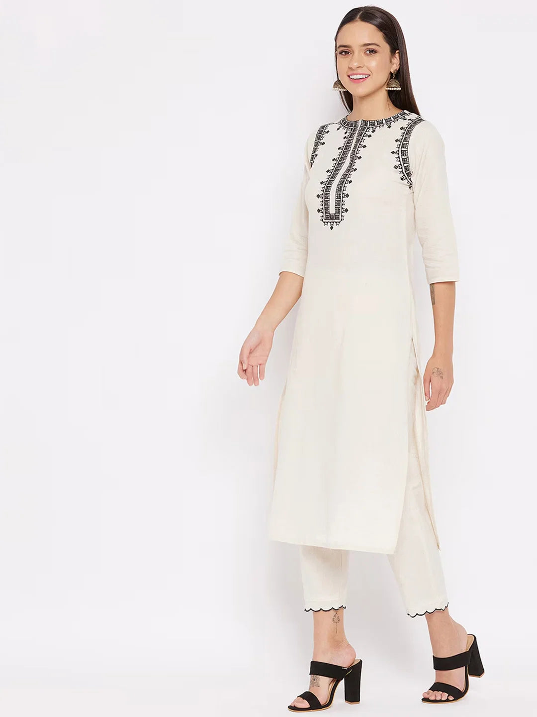 Dhruvi 454 Cotton Embroidery Kurti With Bottom Collection