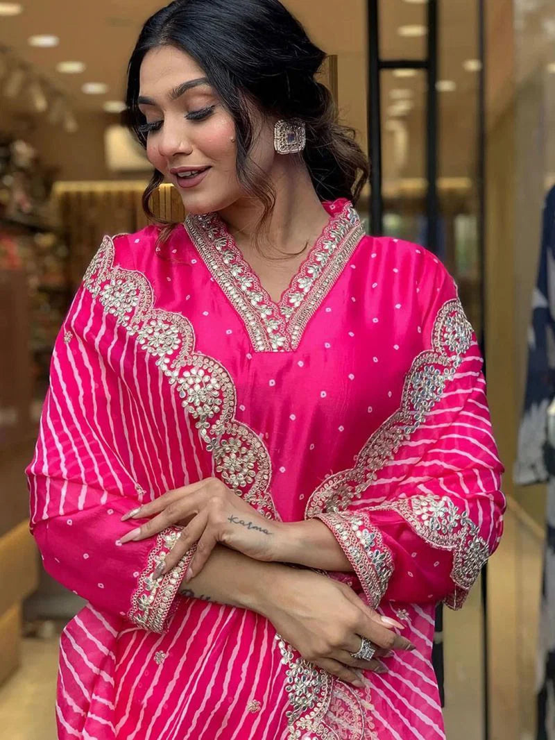 Dhruvi 484 And 485 Chanderi Embroidery Kurti With Bottom Dupatta Collection