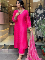 Dhruvi 484 And 485 Chanderi Embroidery Kurti With Bottom Dupatta Collection