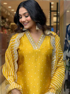 Dhruvi 484 And 485 Chanderi Embroidery Kurti With Bottom Dupatta Collection
