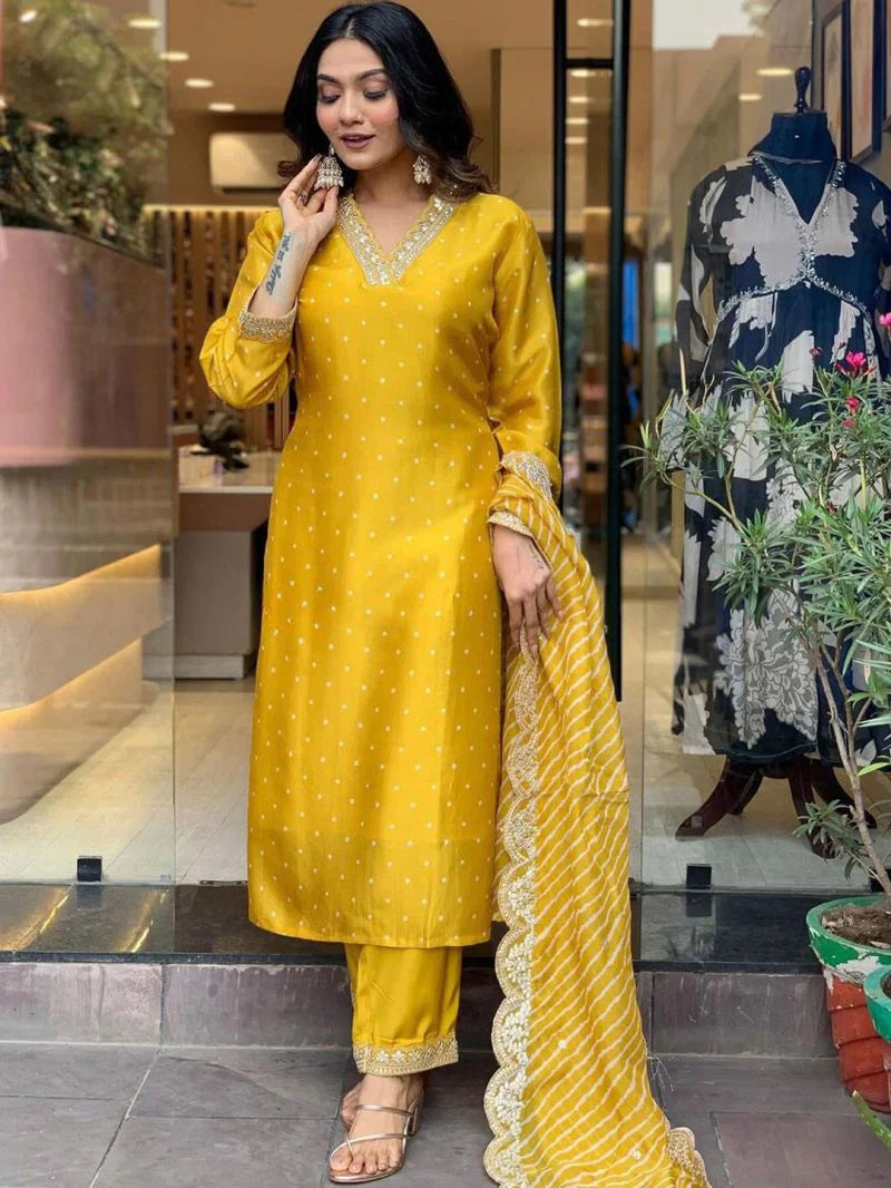 Dhruvi 484 And 485 Chanderi Embroidery Kurti With Bottom Dupatta Collection
