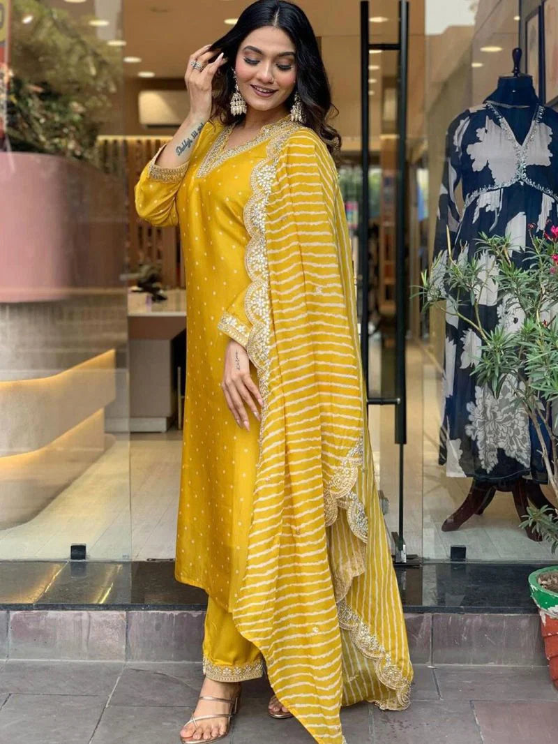 Dhruvi 484 And 485 Chanderi Embroidery Kurti With Bottom Dupatta Collection
