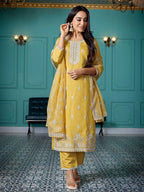 Dhruvi 486 Silk Blend Embroidered Kurti With Pant Dupatta