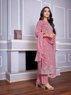 Dhruvi 487 Silk Blend Embroidered Kurti With Pant Dupatta