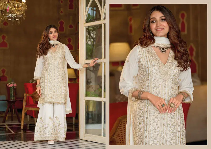 Eba Nayaab Black And White Chinon Embroidered Salwar Suits