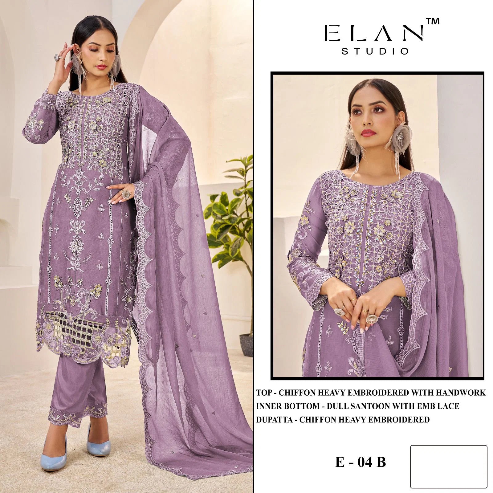 Elan E 04 Chiffon Embroidered Salwar Kameez Collection