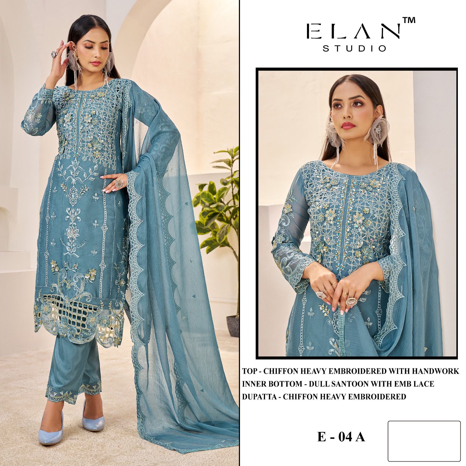 Elan E 04 Chiffon Embroidered Salwar Kameez Collection